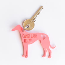 Load image into Gallery viewer, Greyhound Keyring for Candy Cane Rescue