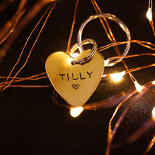 Load image into Gallery viewer, Golden Hand-stamped Heart ID Tag