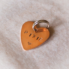 Load image into Gallery viewer, Rose Gold Hand-stamped Heart ID Tag