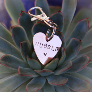 Rose Gold Hand-stamped Heart ID Tag